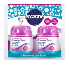 In Cistern Toilet Block Twin Pack, 2000 Flush Cleaner Descaler, Purple