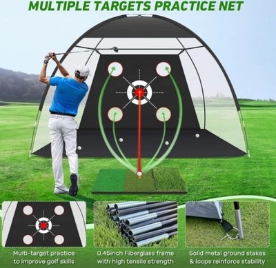 Golf Net, 10x7FT with Golf Practice Mat, Hitting Aid Nets for Backyard Driving