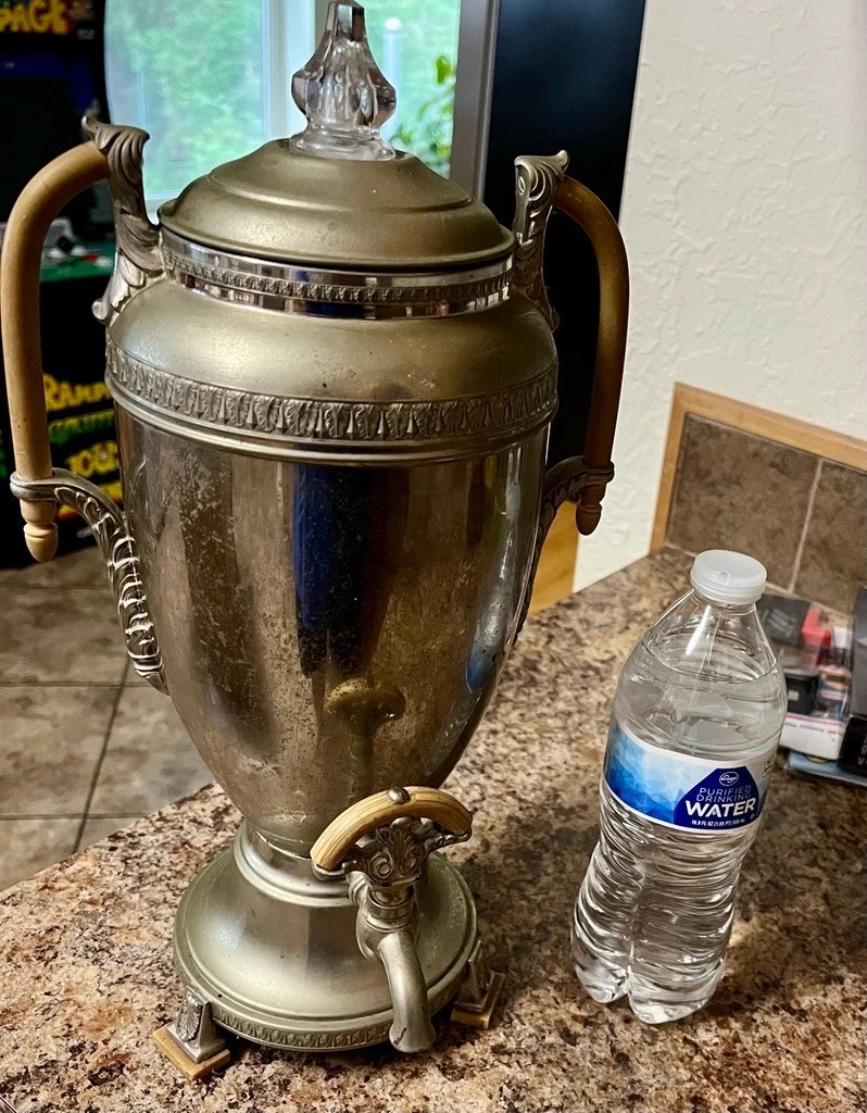 1924 Royal Rochester Antique Silver French Press Coffee Maker