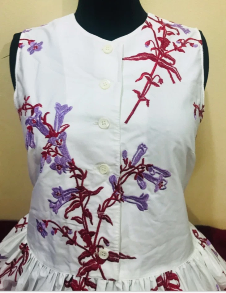 Abito bianco senza maniche con stampa floreale Miu Miu mini cintura corta taglia 44