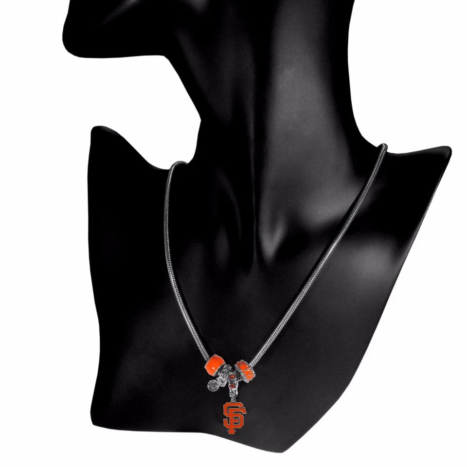 San Francisco Giants Snake Chain Necklace with Euro Beads MLB Licensed Jewelry - Image 2 of 3