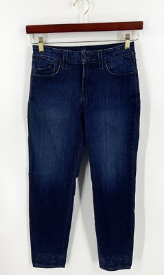 NYDJ Jeans Size 4 Ankle Dark Blue Denim Lift Tuck Cuff Design Technology