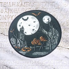 Haunted House Patch Iron-on Applique Halloween Badge Creepy Monster Scary