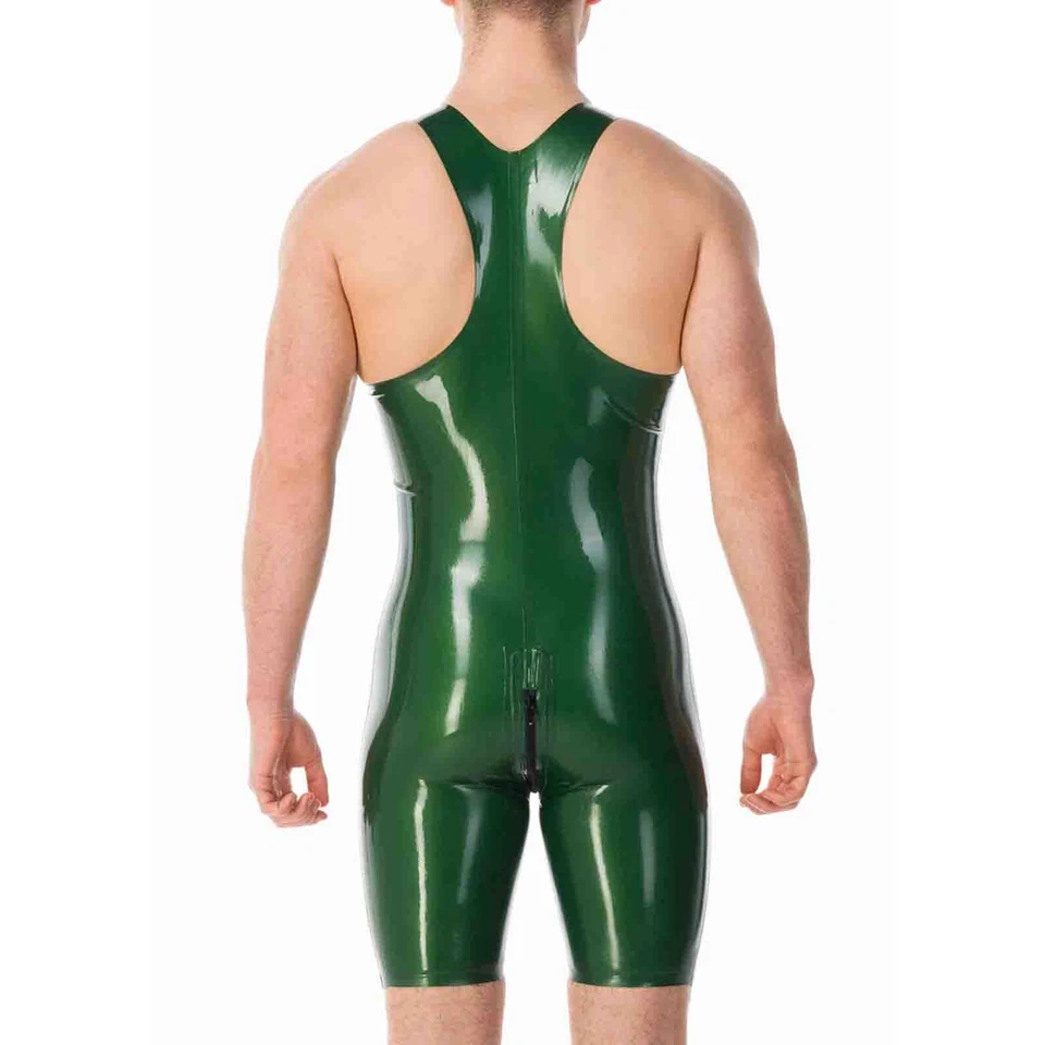 Traje de látex uscle correas de hombro con espalda de corredor fetiche BDSM Foto 3 de 4