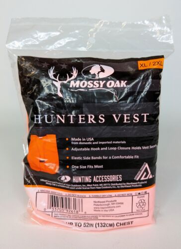 (3) MOSSY OAK ORANGE HUNTERS VEST XL / 2XL FITS UP TO 52" CHEST USA MADE - Picture 2 of 4