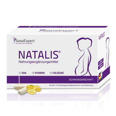 SanaExpert Natalis, Vitamine für die Schwangerschaft, DHA, Folsäure, 90 Kapseln