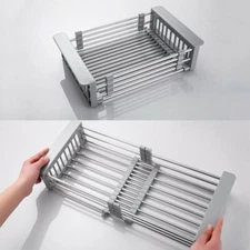 Stainless Steel Dish Drying Rack Telescopic Filter Holder Kitchen Sink Organizer
