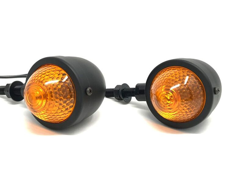 Motorbike Indicators Turn Signals Retro Classic Custom Bikes Trikes -Black Metal