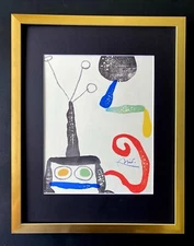 JOAN MIRO +1971 BEAUTIFUL SIGNED PRINT MATTED 11 X 14 + BUY IT NOW!!