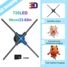 3D Holographic Projector Player Fan 720 LEDs Lamp Advertising Displayer 60cm