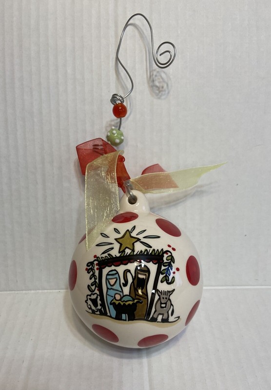 Glory Haus Ceramic Ornament Nativity Scene  “Hallelujah The King Is Born…”