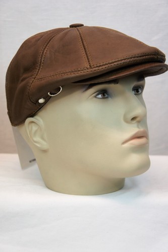 Cammello 100% Pelle Uomo Cappello da Gatsby Coppola Edera Golf Guida Piatto  Nwt | eBay