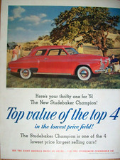 1951 51 Studebaker Champion Large-mag Car Ad- Bullet Nose