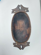 Decorative Footed Bowl, Carved Wooden Wood Bird Handle, Woven Rim Basket, 15"