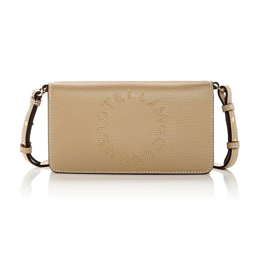 Stella McCartney Mini Logo Faux Leather Crossbody Bag Caramel NEW