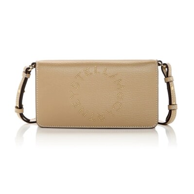 Stella McCartney Mini Logo Faux Leather Crossbody Bag Caramel NEW