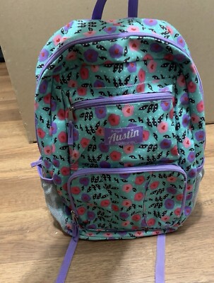 Austin Trading Company Backpack Book Bag Teal Purple Pink Floral School Bag