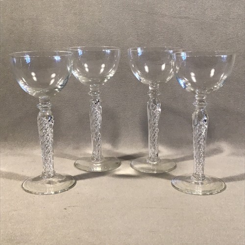 PV07725 Vintage 1950s Blefeld Crystal SWIRLETTE Air Twist Liquor Cocktail - 4pcs - Picture 5 of 8