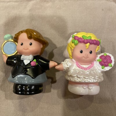 Fisher Price Little People Lot Wedding Bride Groom PVC Figures Cake Toppers  ❤️