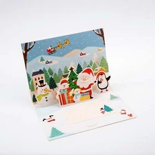 Snowman Soiree - Merry Christmas Pop Up 3D Greeting Card with Envelope