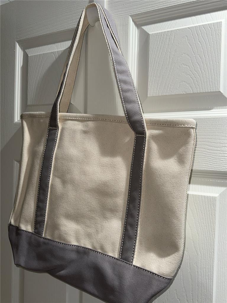 Lands End Medium Open Top Short Handle Canvas Tote Bag