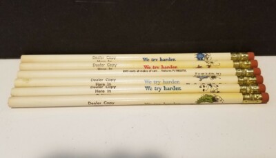 AVIS WE TRY HARDER 6 Pencils DEALER COPY Features Plymouth  DIFFERENT BUGS 1968?