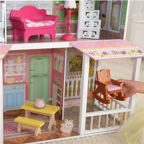 kidkraft sweet savannah wooden dollhouse with 13 pieces of furniture