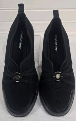 Comfortview Women's Sport Greer Black Slip On Sneakers Shoes Size 9M