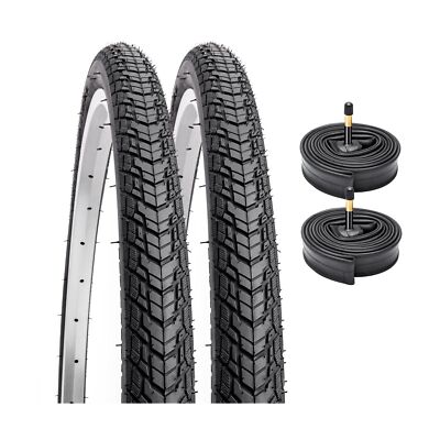 2-Pack 700C Road Bike Tires 700 x 35C (35-622) Plus 2 Pack 700C Bike Tubes 70...