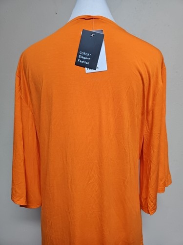 NWT CORDAT Women's Blouse Short Sleeve Round Neck Orange Color Stretch.Size M - Picture 10 of 14