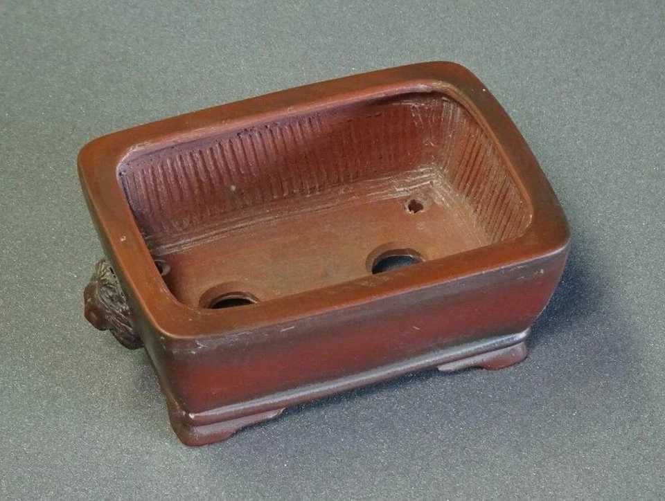 Bonsai pot Tokoname BIGEI Rectangle pot W10.4cm D7.6cm H4.1cm Brown Unglazed - Image 2 of 4