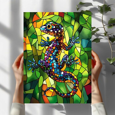 Gecko Buntglas  Poster Schöne Wanddeko Dekoration