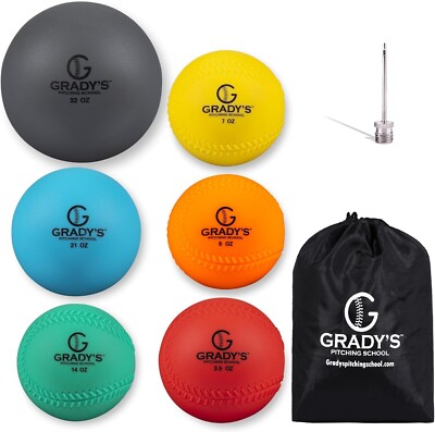 Grady's Pitching School Weighted Velocity Training Ball Set   Seam & Seamless Op