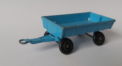 Vintage Matchbox Hay Trailer #40c Baby Blue Rare Solid Black Wheels