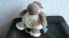 doudou    musical  bazile l hippopotame  18 cm  marron blanc  babynat