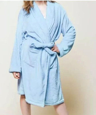 COCUS POCUS - Oh Lala Plush Robe Soft Fleece Faux Fur Blue night Spa Robe~One sz