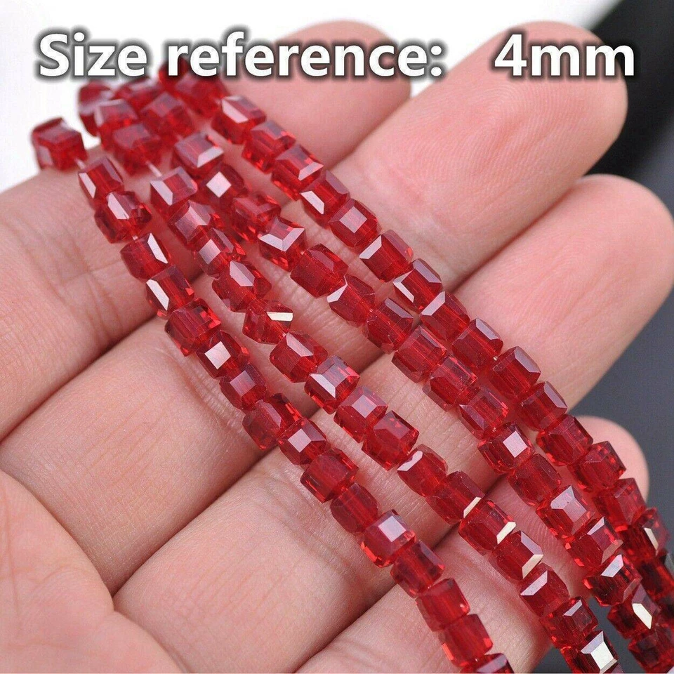 3mm 4mm 6mm 8mm 10mm Cube Faceted Crystal Glass Loose Craft Spacer Beads - Image 3 of 4