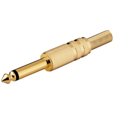 Klinken-Stecker 6,3mm Mono vergoldet mit Knickschutz