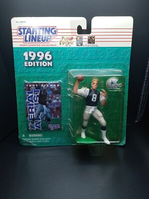 #ad 1996 Kenner NFL Starting Lineup Troy Aikman Dallas Cowboys Blue Jersey MVP HOF $7.19