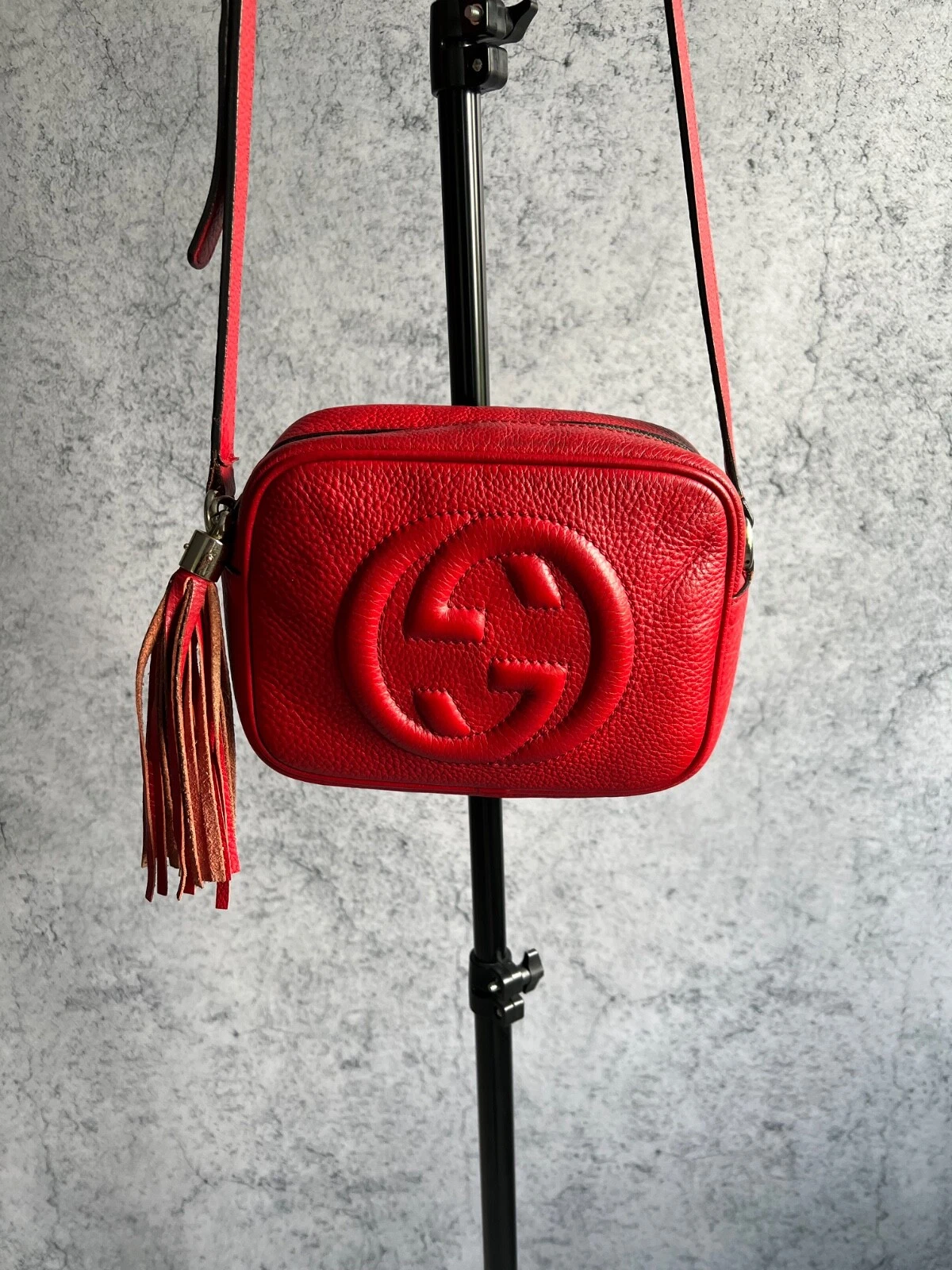 Borsa da discoteca Gucci Soho ad incastro G tracolla borsa in pelle rossa da donna lusso