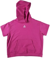 Reebok Teens Ladies Rasberry Rose Short Sleeve Pullover Hoodie Top Medium 7/8 