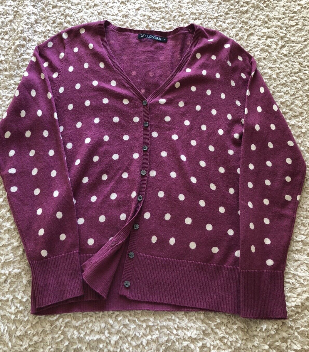 Woolovers Polka Dot Pretty Purple Cardigan Silk Cotton Blend V