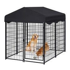 4.2x4x4.5ft Heavy Duty Large Pet Dog Kennel Outdoor Wire Dog Cage with Cover