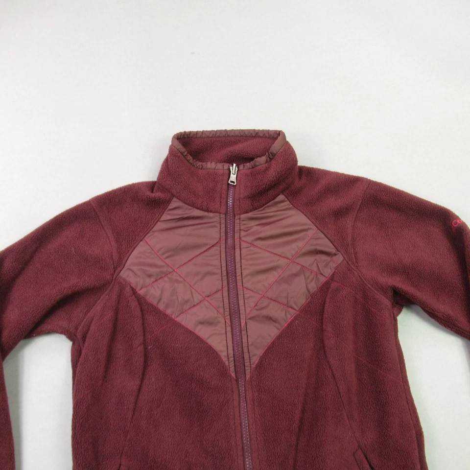 Jaqueta Columbia Feminina Manga Longa Média Zíper Completo Leve Bolsos Borgonha - Imagem 3 de 4