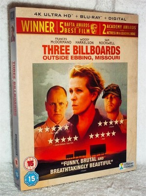 Three Billboards Outside Ebbing, Missouri (4K/Blu-ray, 2018) NEW Woody Harrelson