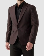 Karl Lagerfeld Paris Men Breasted Herringbone Modern Jacket Blazer Red B4HP 295