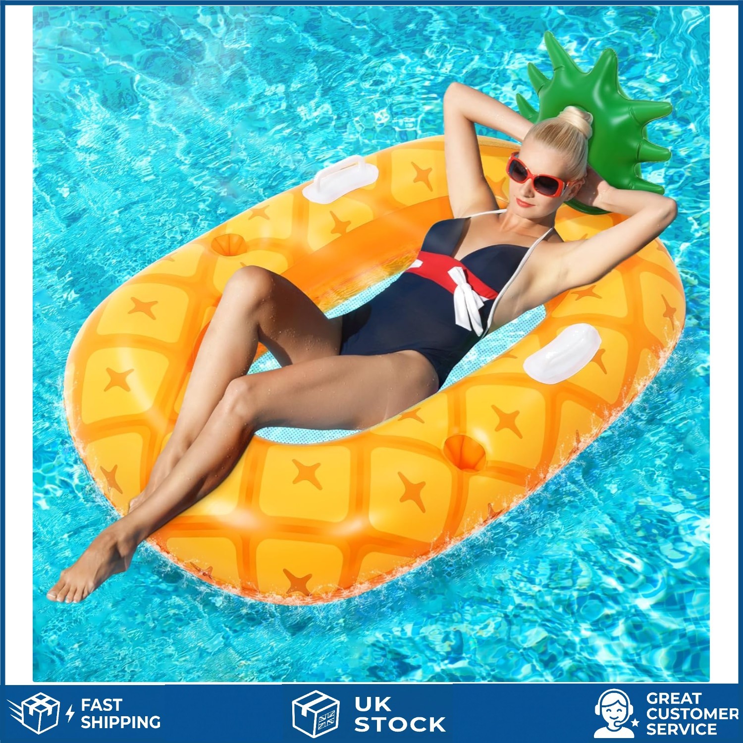 Vibrant Pineapple Inflatable Pool Lounger Floating Mesh Chair 1 Pack