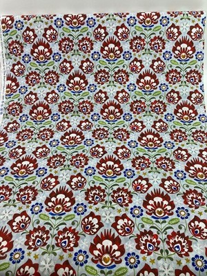 Scandinavian Style Damask Holiday Blooms & Snowflakes Fabric New Snow BTY  