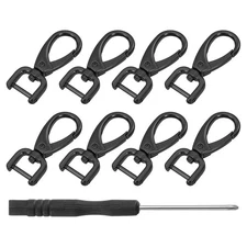 8Pcs Swivel Clasps, 0.47" D Ring Detachable Snap Hook with Screwdriver, Black