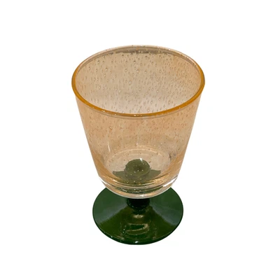Villeroy & Boch Switch 4 Serra Orange Hand Blown Green Foot Wine Goblet Glass - Image 1 of 4